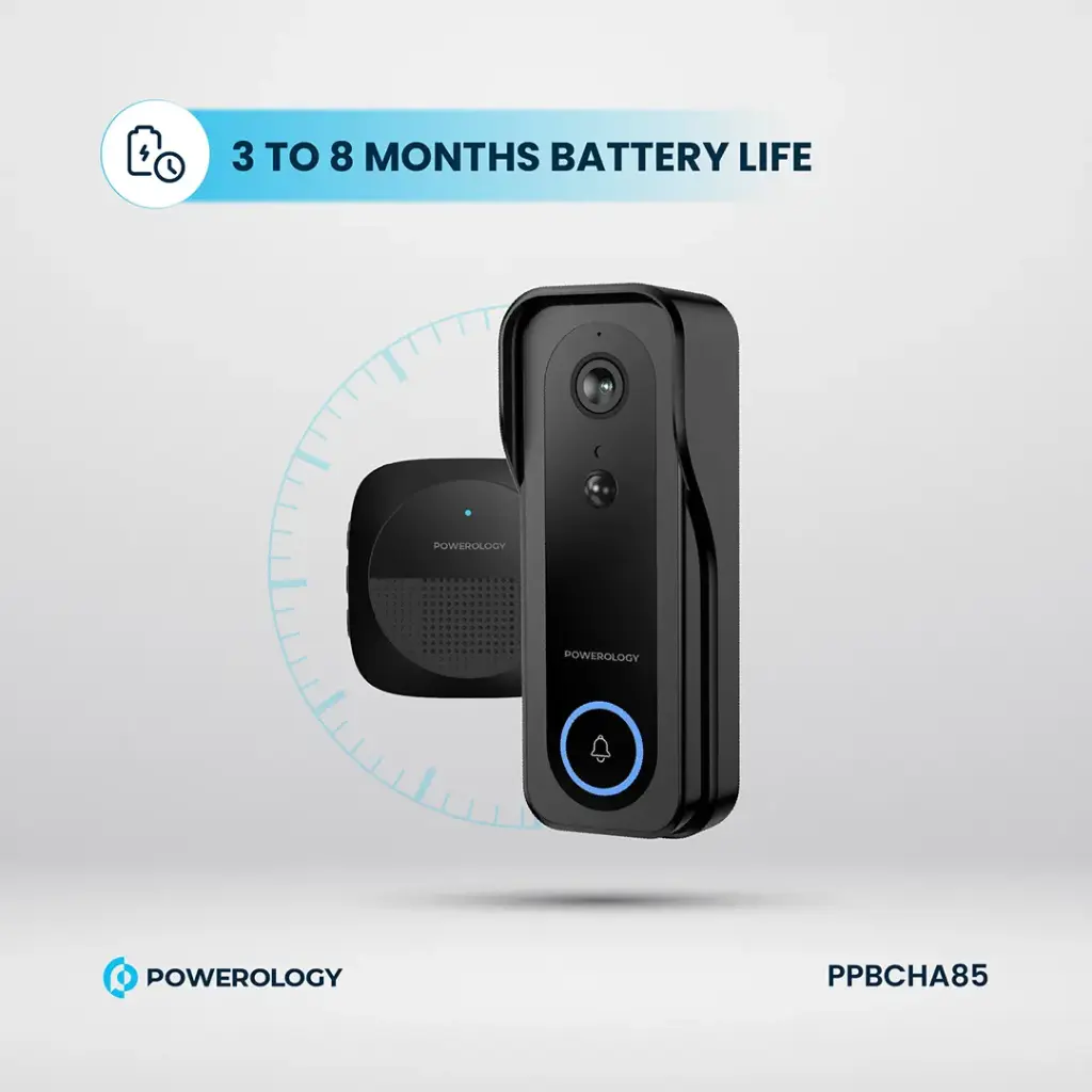Powerology Smart Doorbell Camera - Black