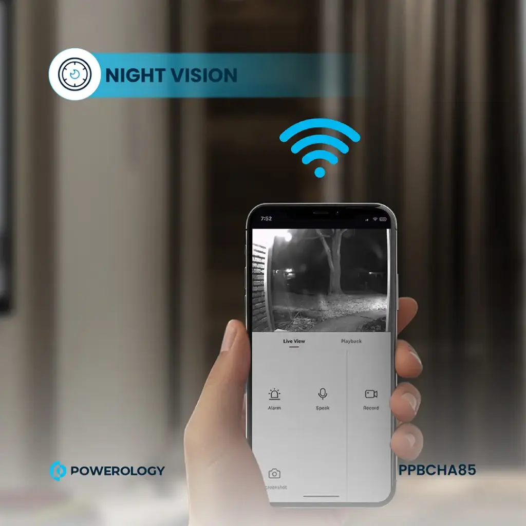 Powerology Smart Doorbell Camera - Black