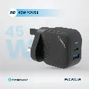 Powerology Gan Dual Port Wall Charger - Black