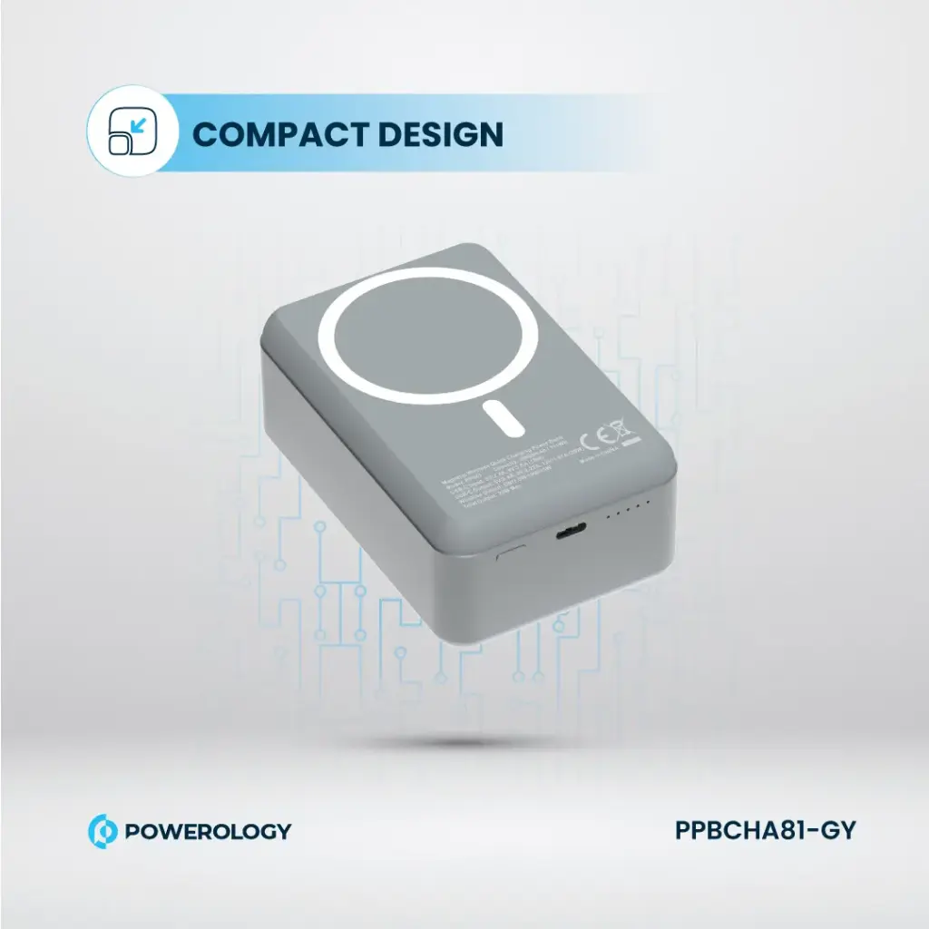 Powerology 30000mAh MagSafe Aluminum Power Bank - Dark Gray