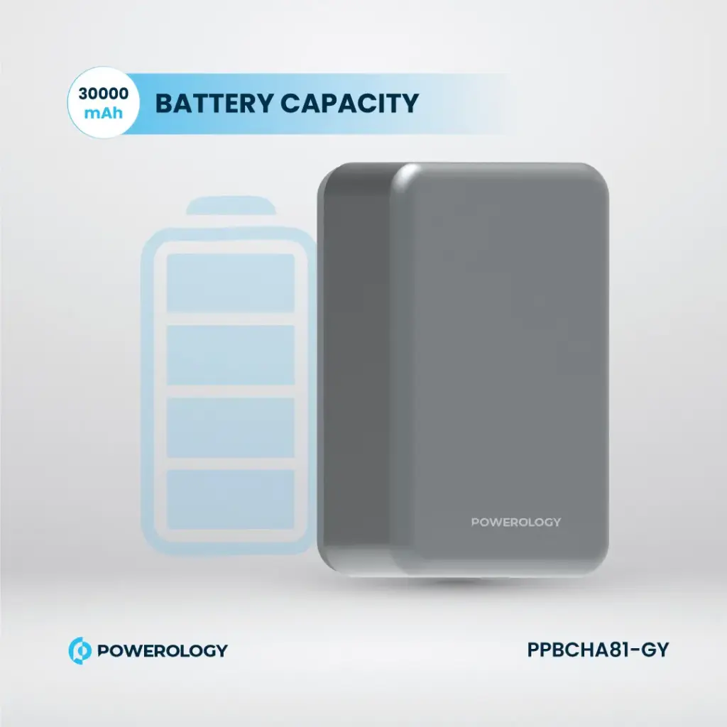 Powerology 30000mAh MagSafe Aluminum Power Bank - Dark Gray
