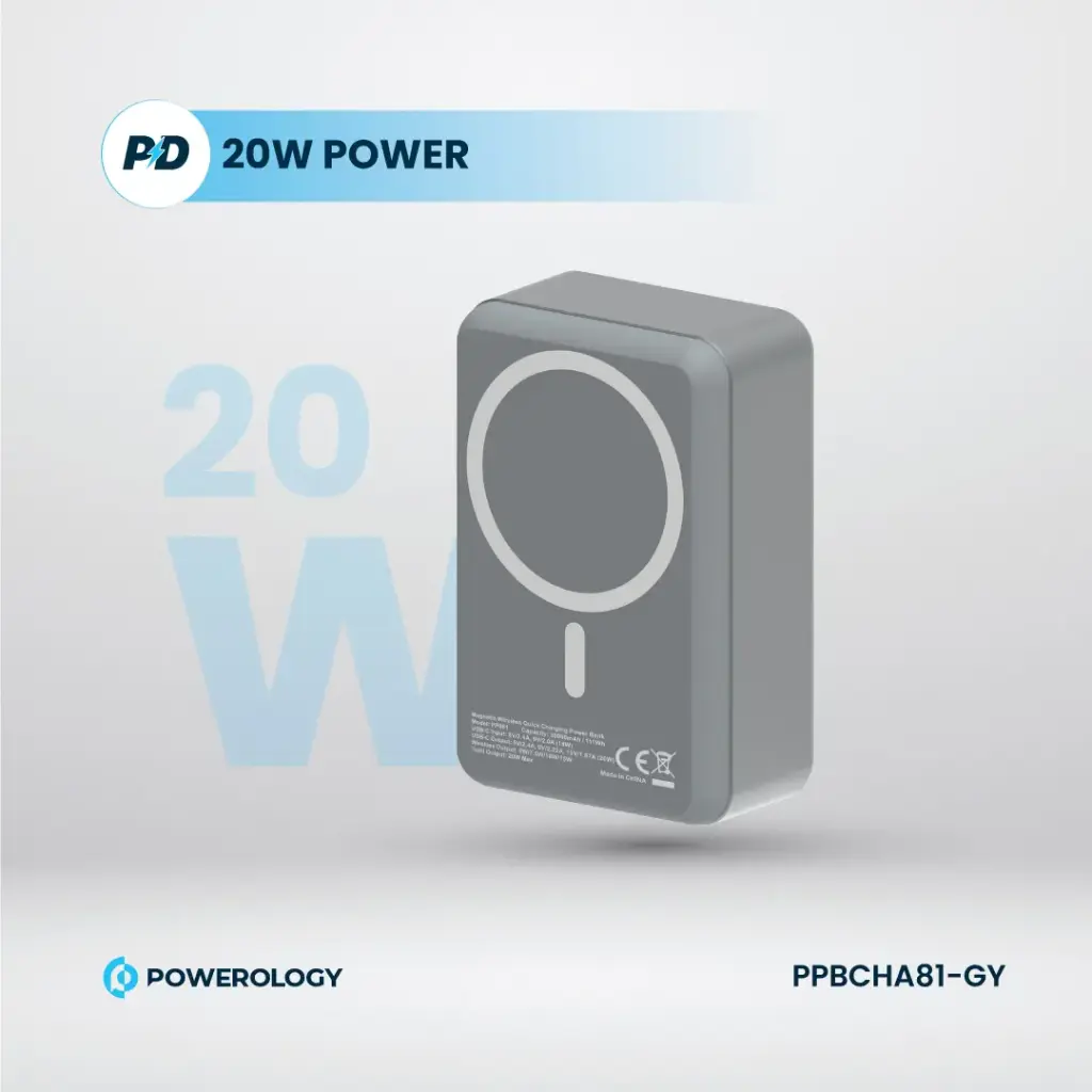 Powerology 30000mAh MagSafe Aluminum Power Bank - Dark Gray