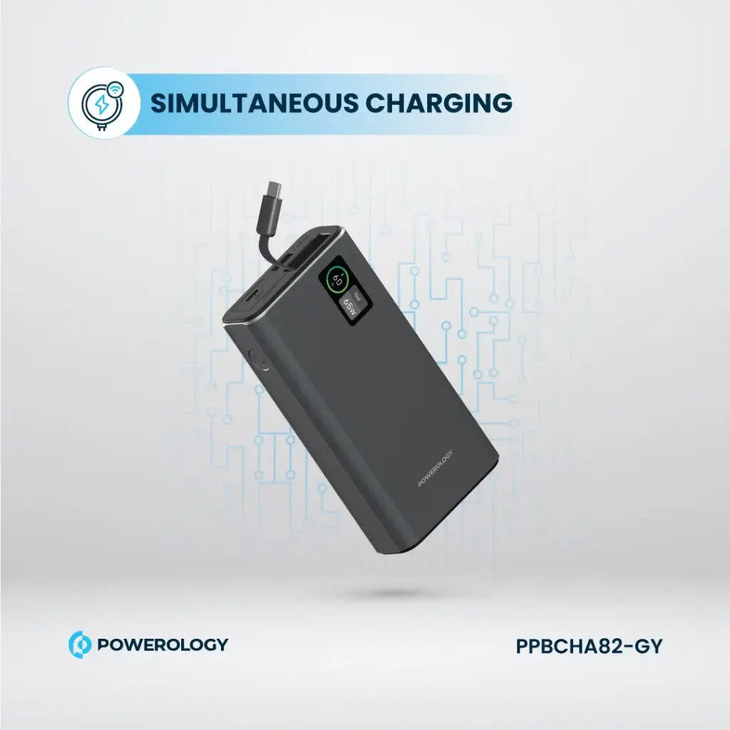 Powerology Aluminum 20000mAh Power Bank - Dark Gray