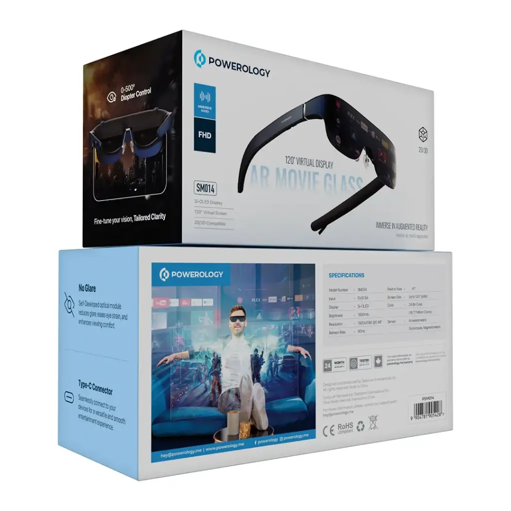 Powerology 2/3D Ultra AR Movie Glass 1080P 120" - Blue