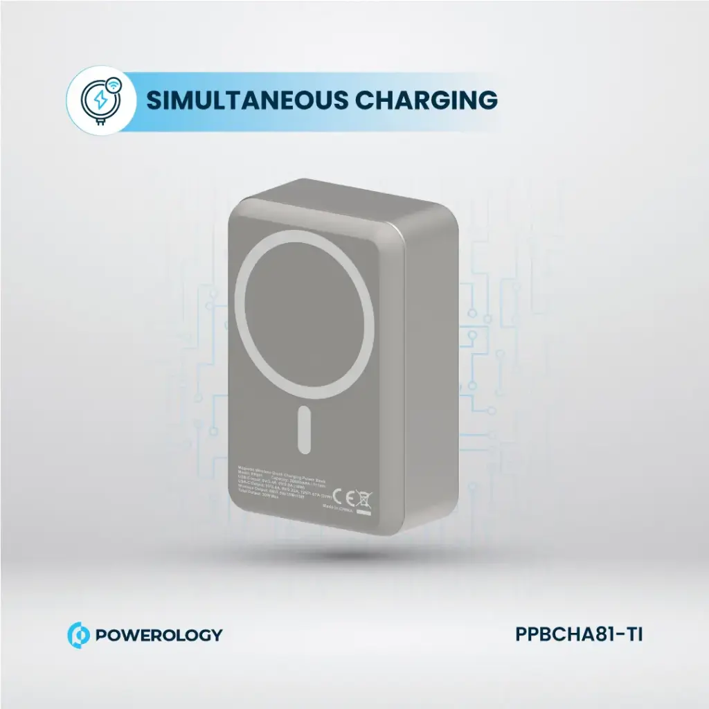 Powerology 30000mAh MagSafe Aluminum Power Bank - Dark Gray