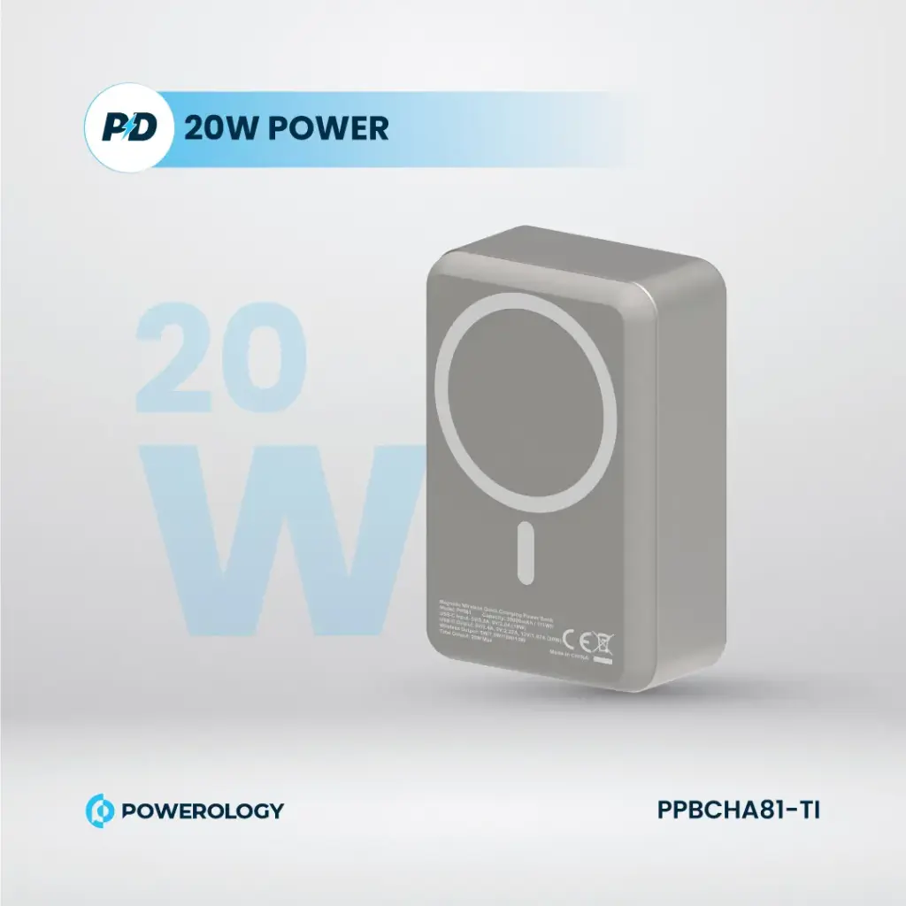 Powerology 30000mAh MagSafe Aluminum Power Bank - Dark Gray