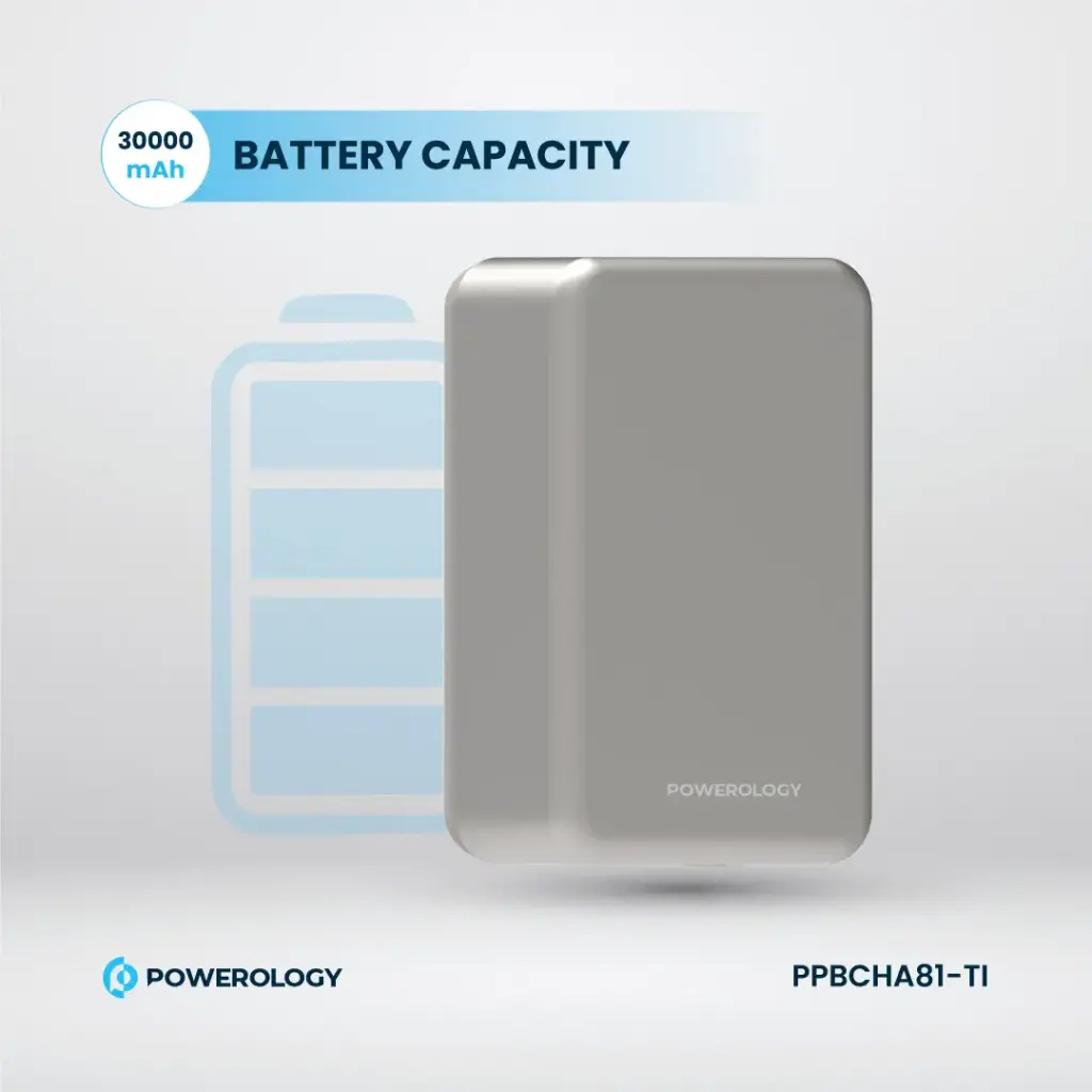 Powerology 30000mAh MagSafe Aluminum Power Bank - Dark Gray
