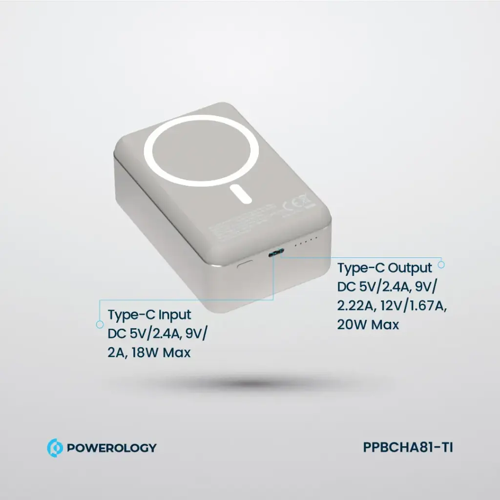 Powerology 30000mAh MagSafe Aluminum Power Bank - Dark Gray