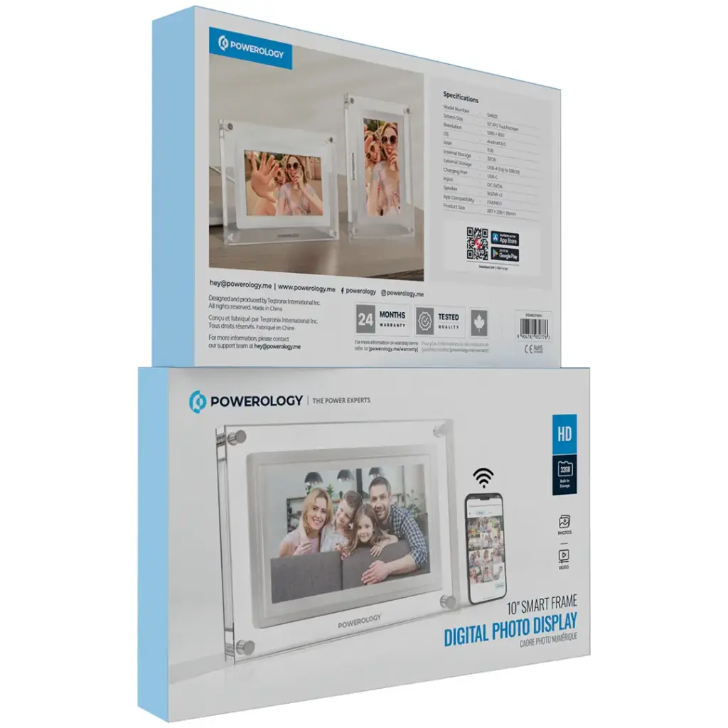 Powerology 10'' Smart Frame Digital Photo Display - White