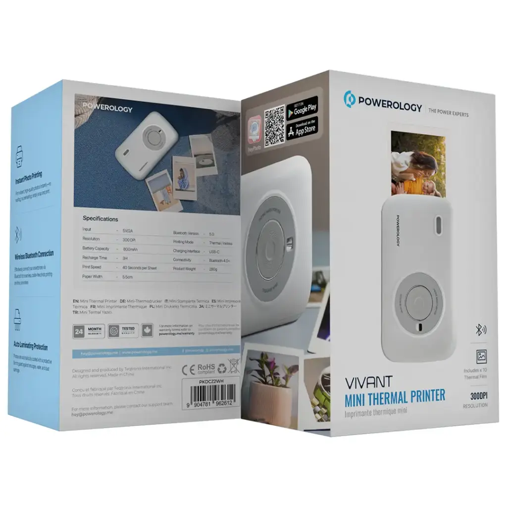Powerology Vivant Mini Thermal Printer - White