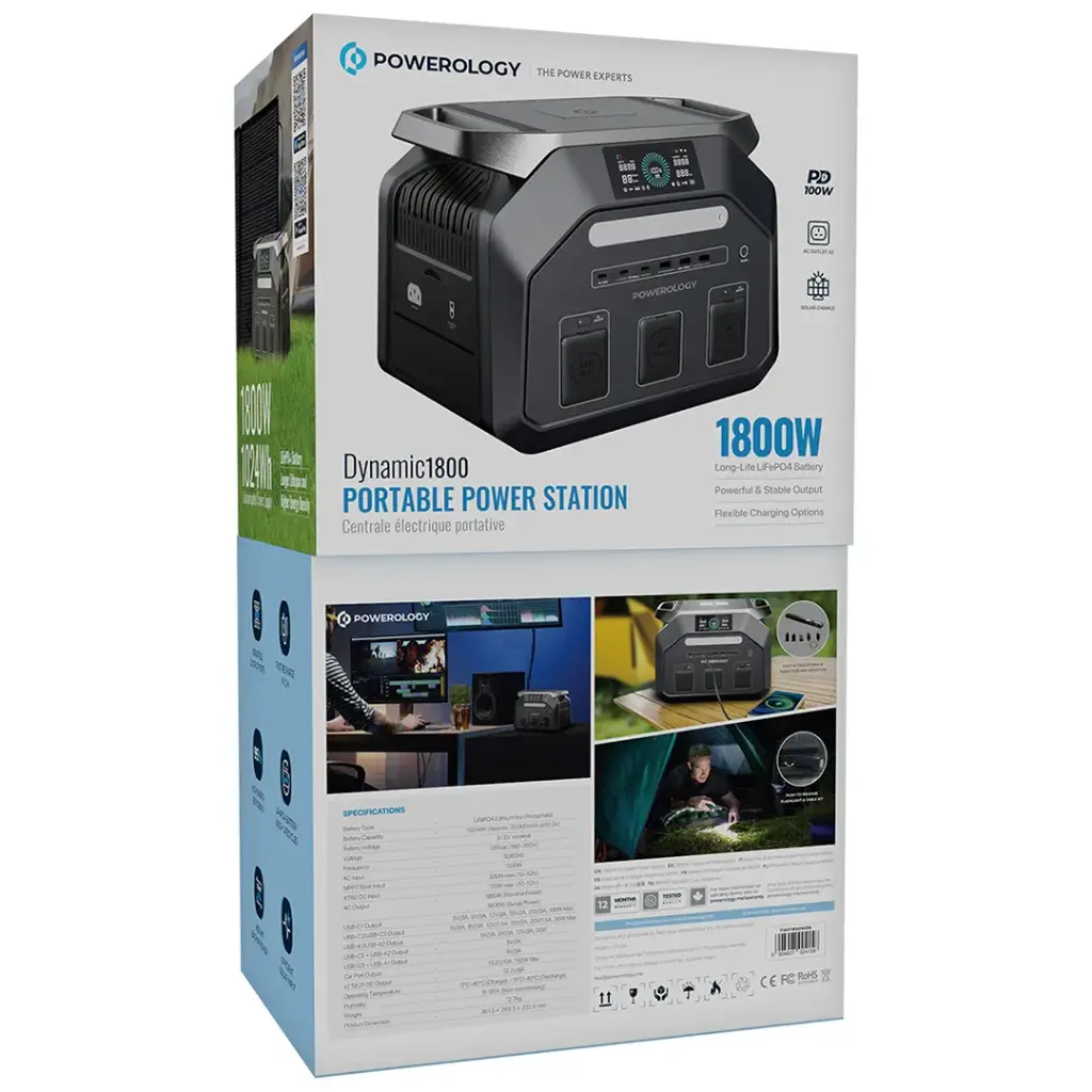 Powerology Dynamic1800 Portable Power Station 1800W - Black