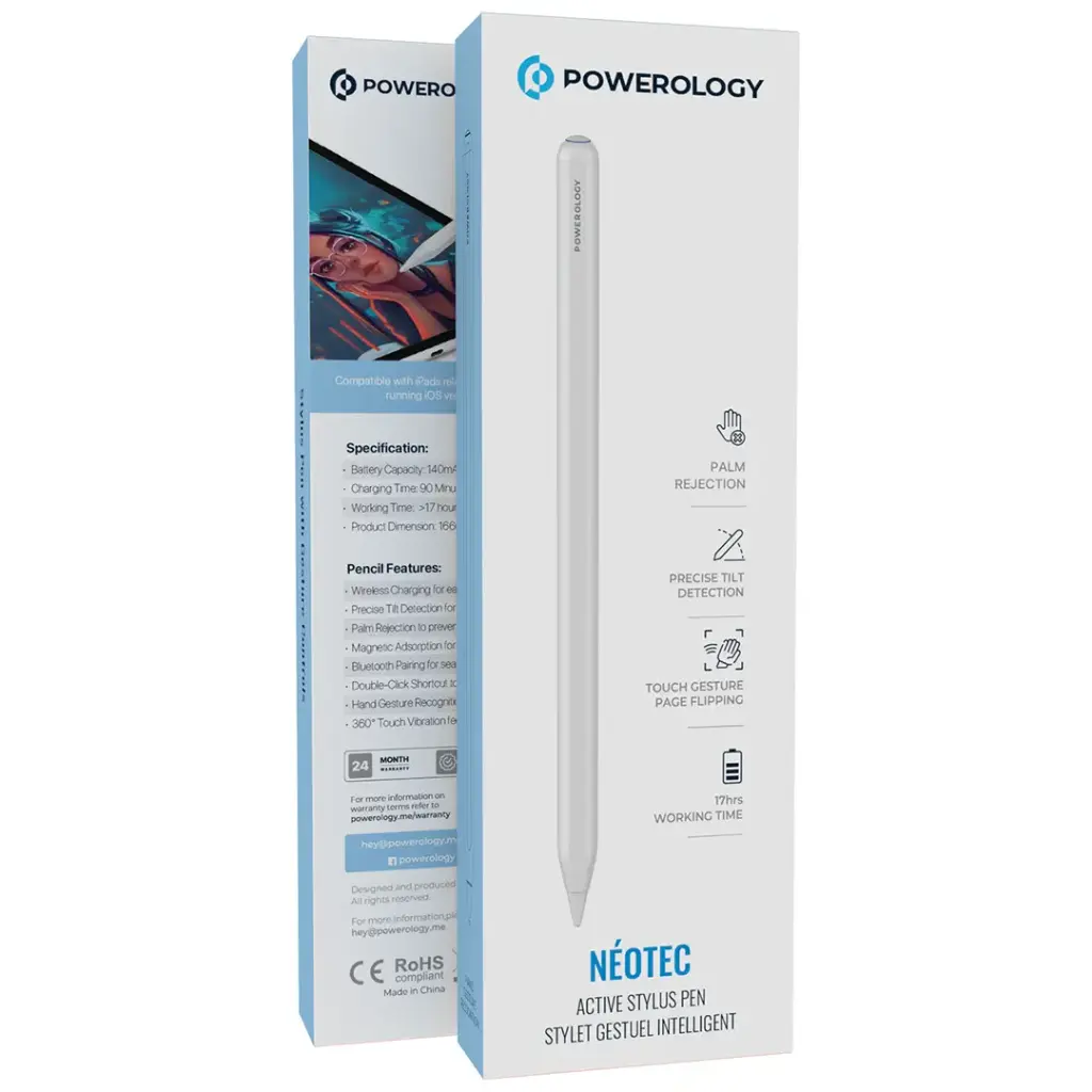 Powerology Neotec Active Stylus Pen Stylet Gestuel Intelligent - White
