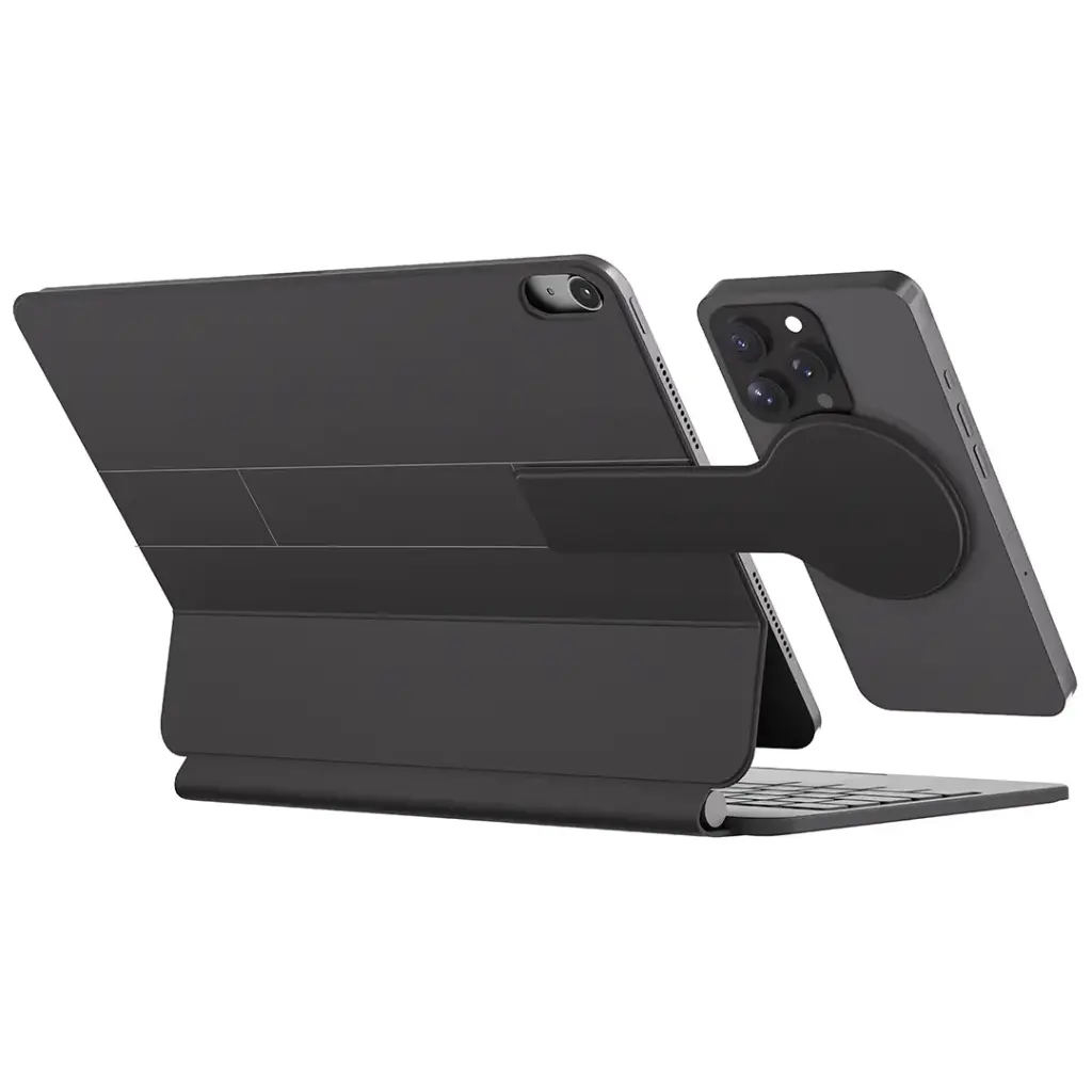 Powerology DynaBoard Wireless Keyboard Case with MagSafe Phone Holder for iPad 10th Gen - Black