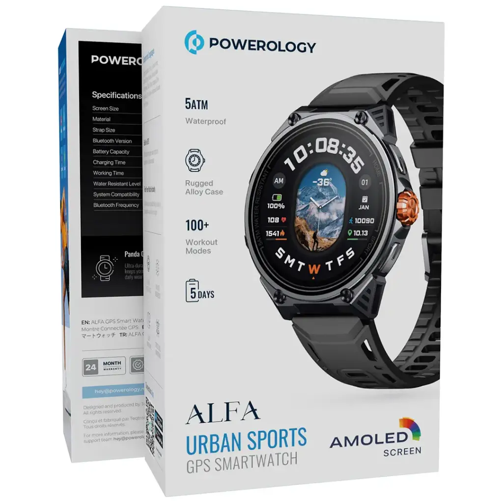 Powerology Alfa Urban Sports GPS Smart Watch - Black (5).webp