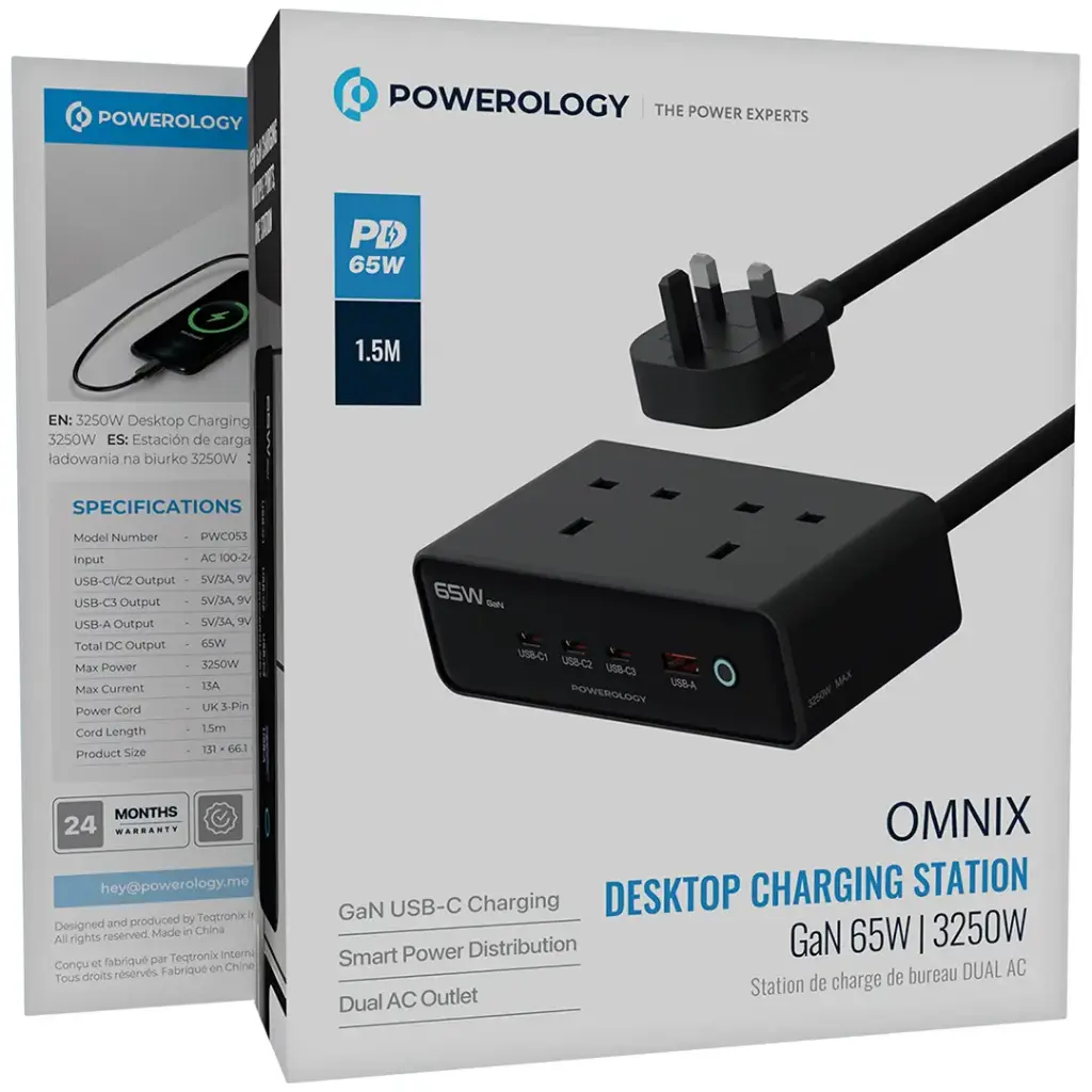 Powerology Omnix Desktop Charging Station 3250W GaN 65W - Black (4).webp