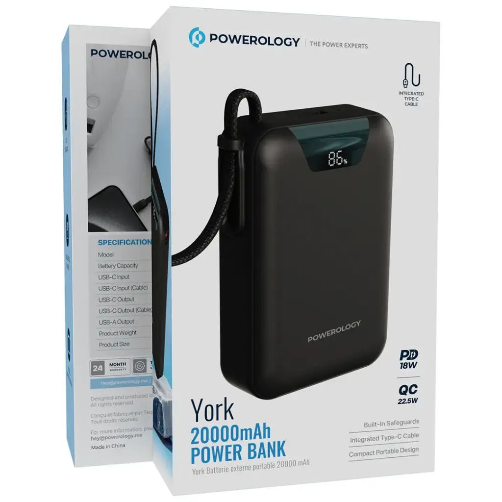 Powerology York 20000mAh Power Bank - Black (5).webp