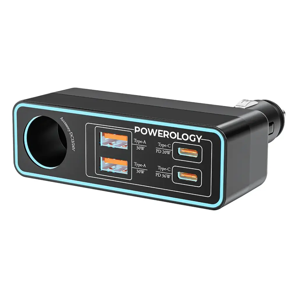 Powerology Brio 125W Multi-Port Car Charger - Black585.webp