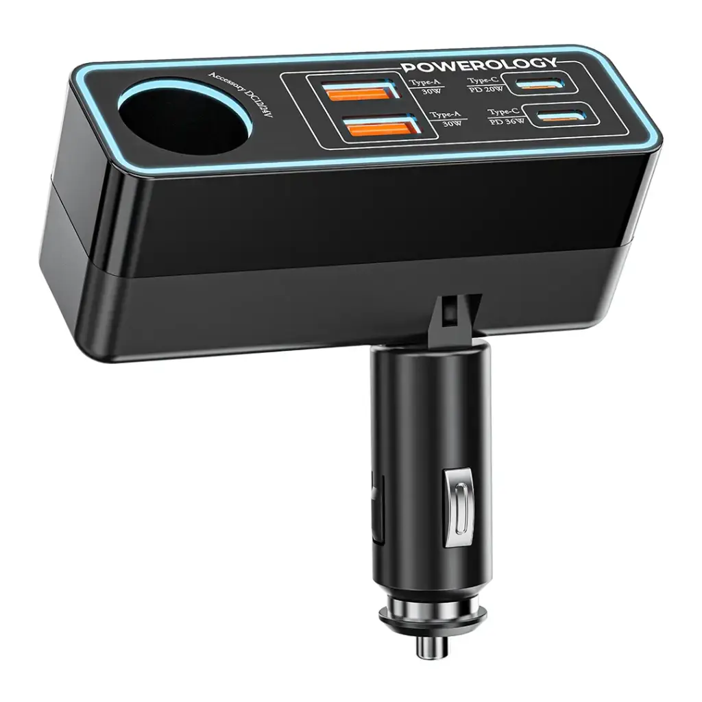 Powerology Brio 125W Multi-Port Car Charger - Black584.webp