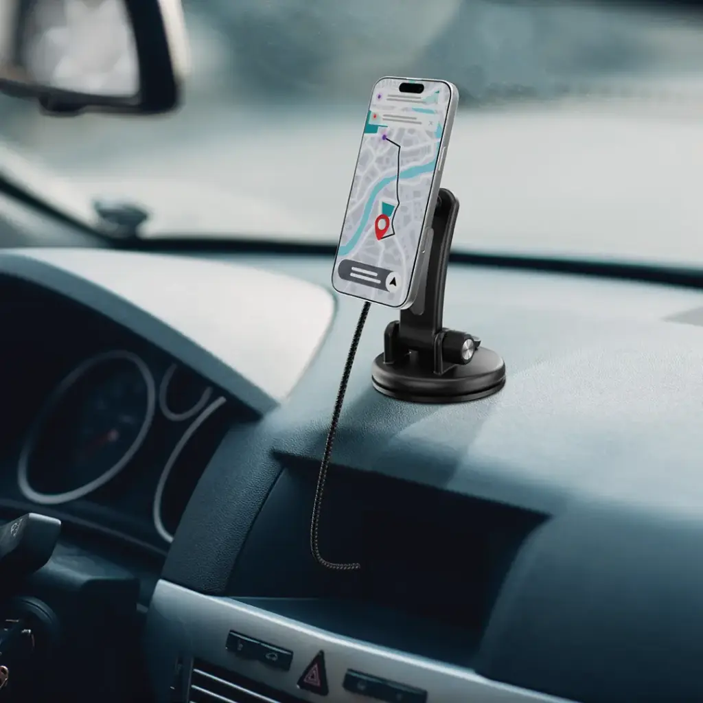 Powerology Airwave Magnetic Wireless Car Charger - Gray7.webp