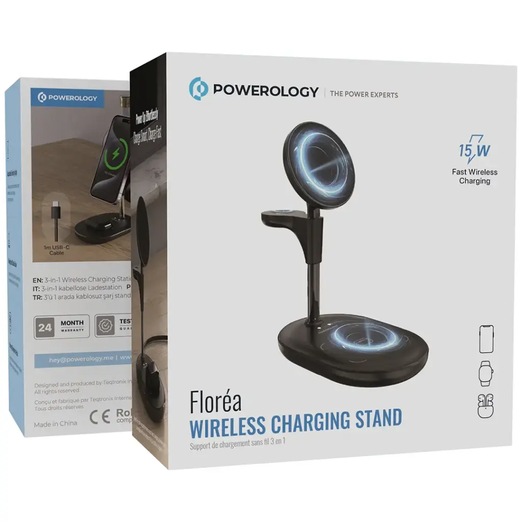 Powerology Florea Wireless Charging Stand - Black.webp