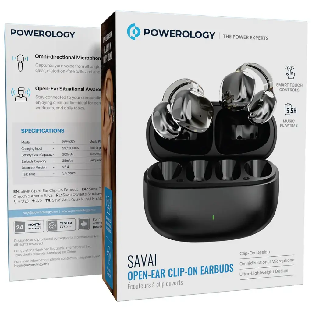 Powerology Savai Open-Ear Clip-On Earbuds - BK.webp