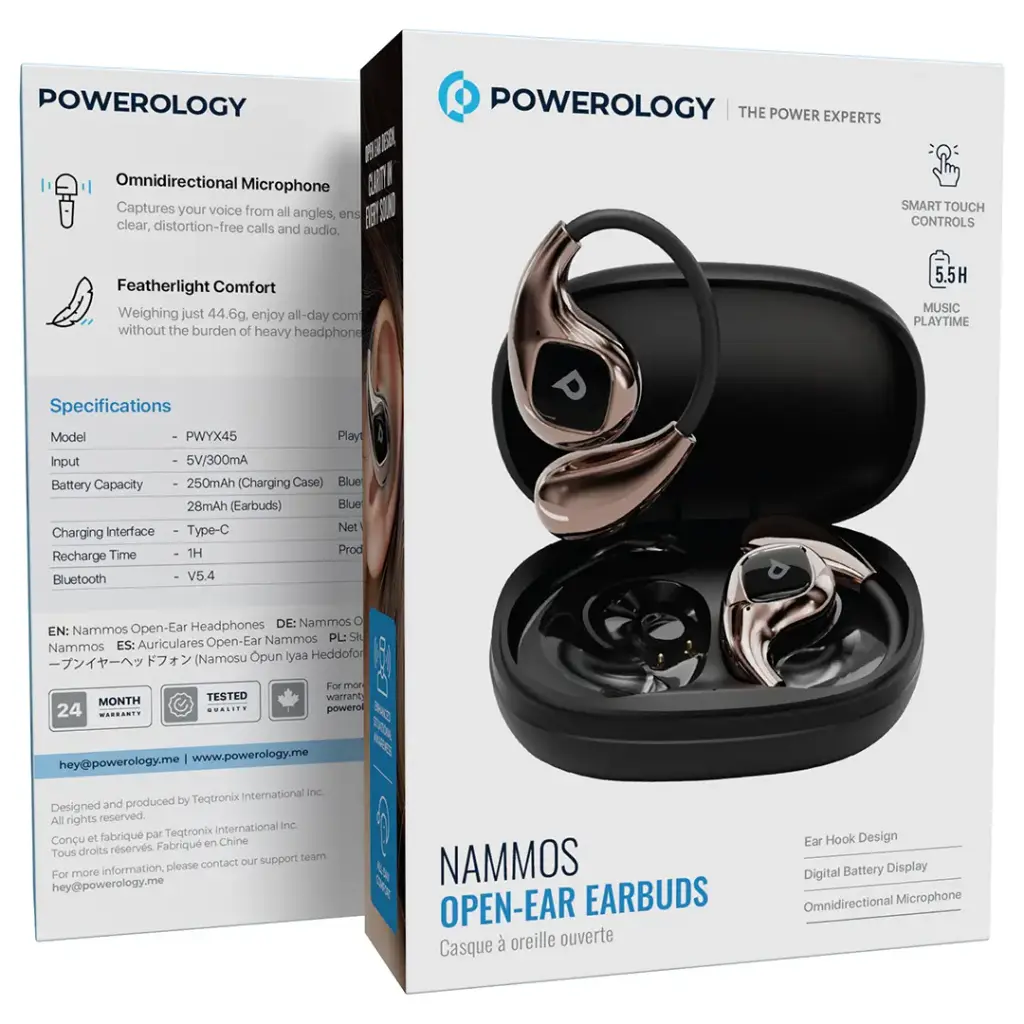 Powerology Nammos Open-Ear Earbuds - Matte Black1.webp