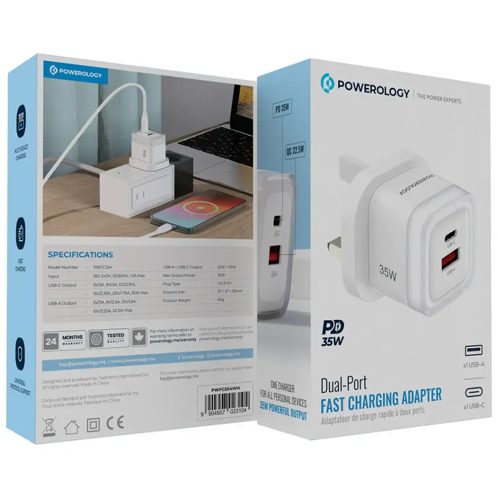Powerology Lunex Series Fast Charging Adapter WH.webp