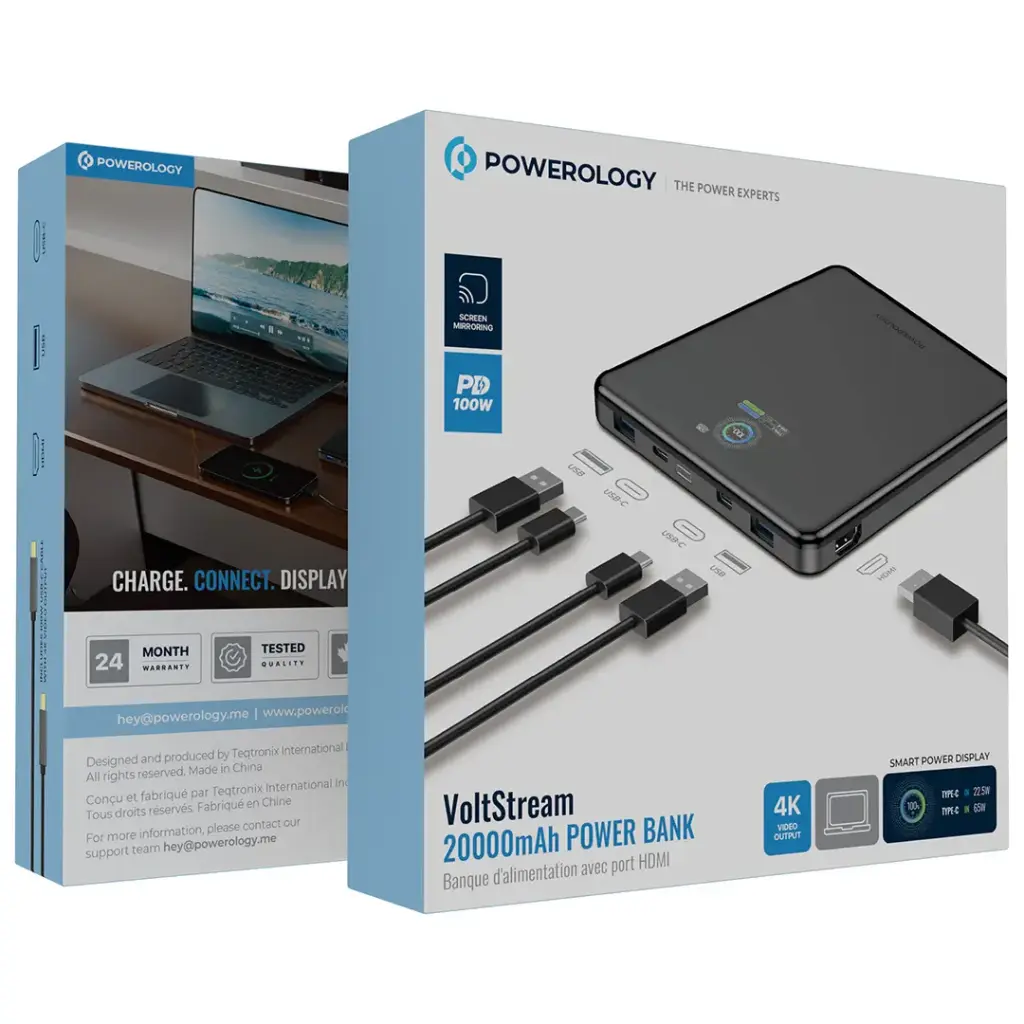 Powerology VoltStream 20000mAh Power Bank - Black.webp