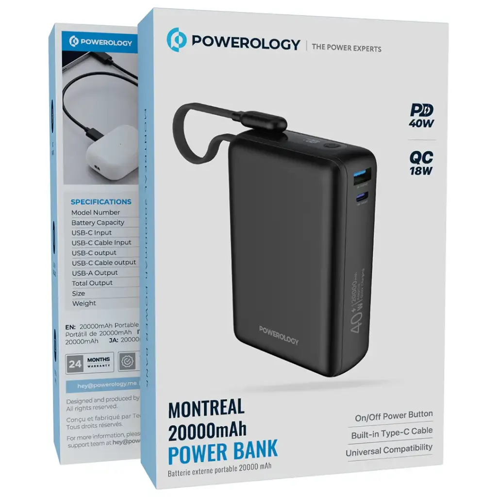 Powerology Montreal 20000mAh Power Bank - Black.webp