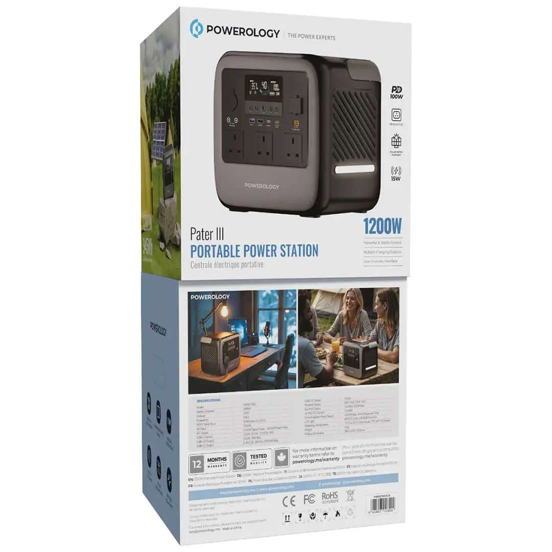 Powerology Pater III Portable Power Station 1200W - Gray8.webp