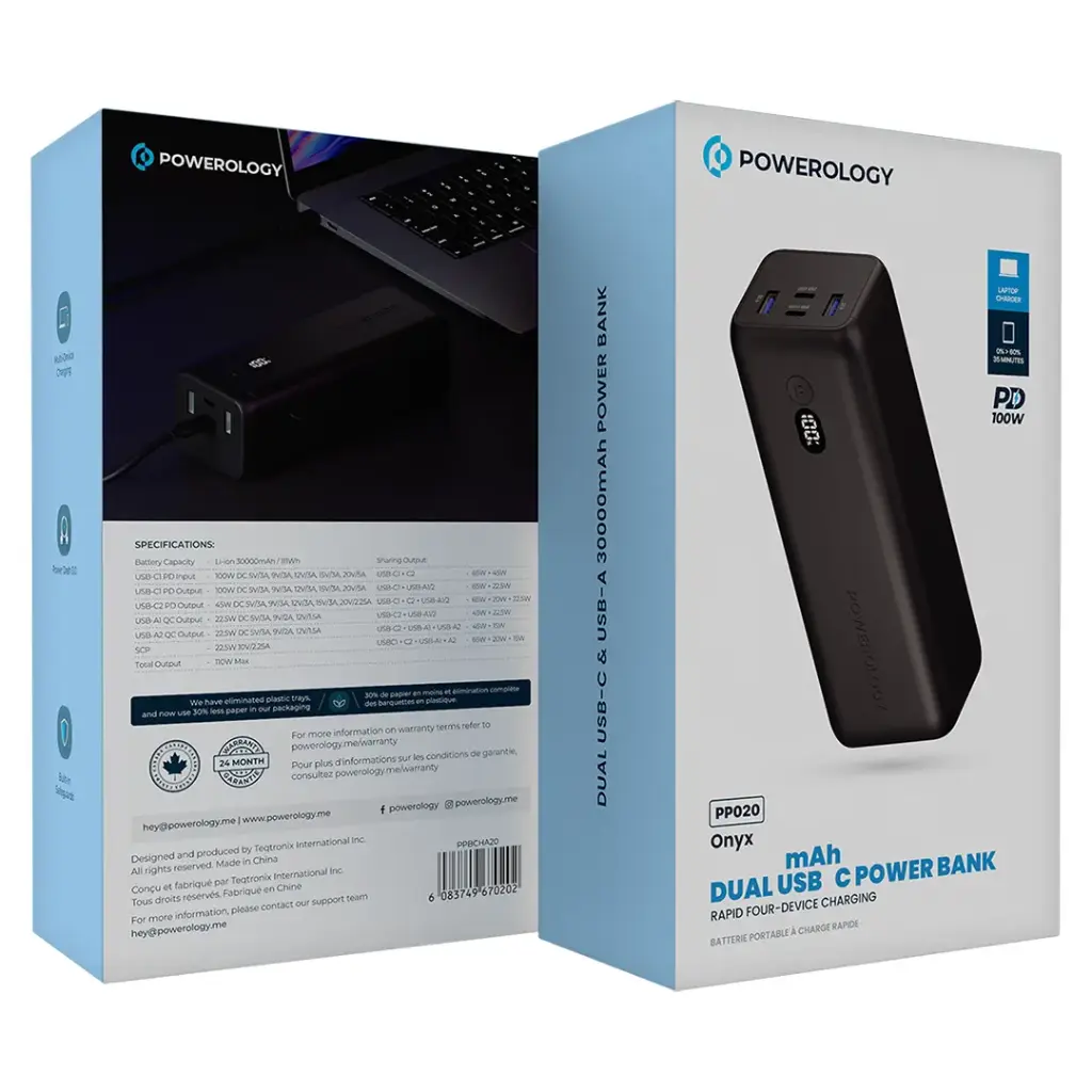 Powerology Onyx 30000mAh Dual USB-C Power Bank.webp