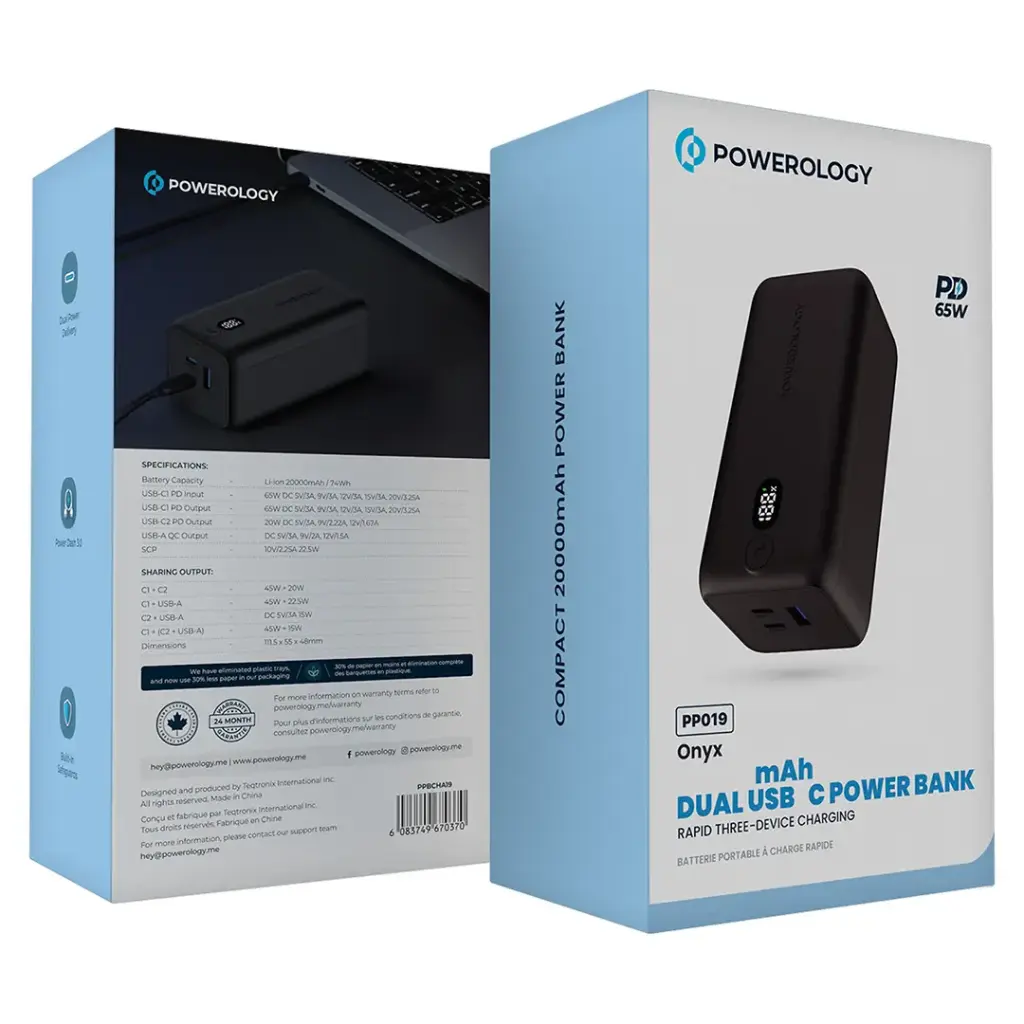 Powerology 20000mAh 65W Onyx Power Bank - Black.webp