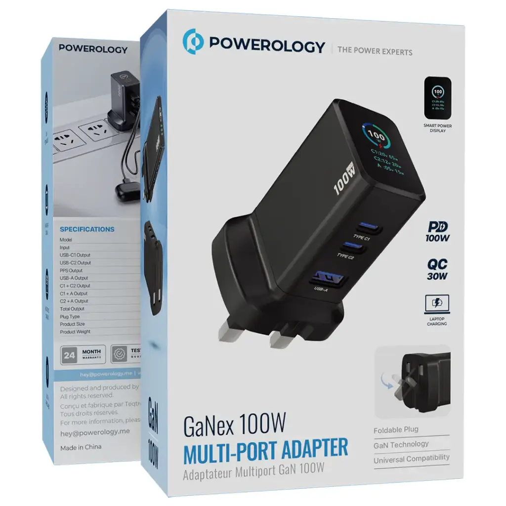 Powerology GaNex 67W Multi-Port Adapter - Black (2).webp