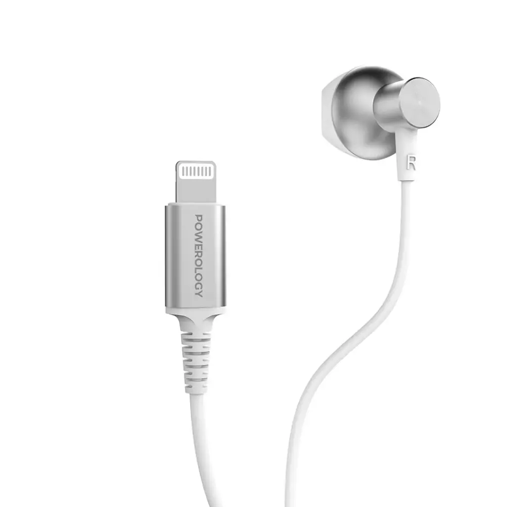 Powerology Lightning Mono Earphone for iPhone and iPad - White2.webp