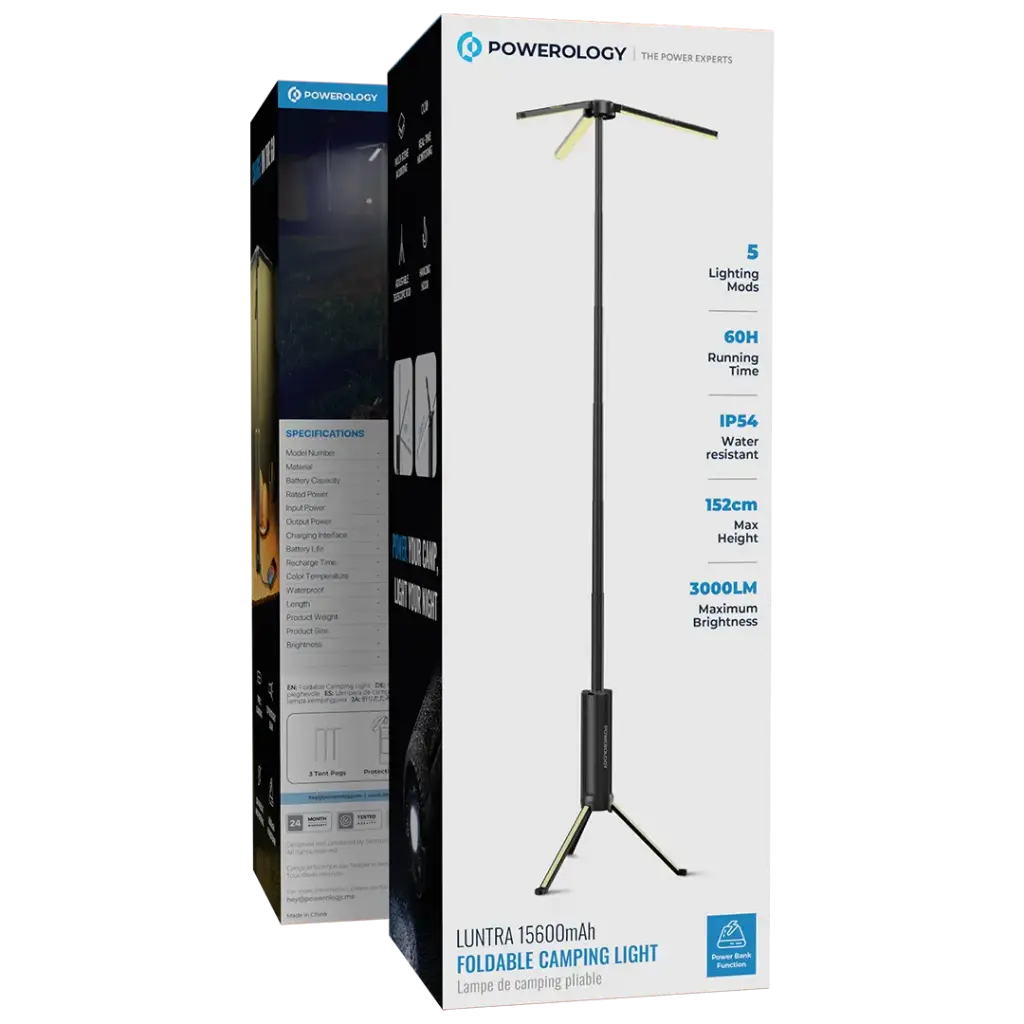 Powerology Luntra 15600mAh Foldable Camping Light - Black7.webp