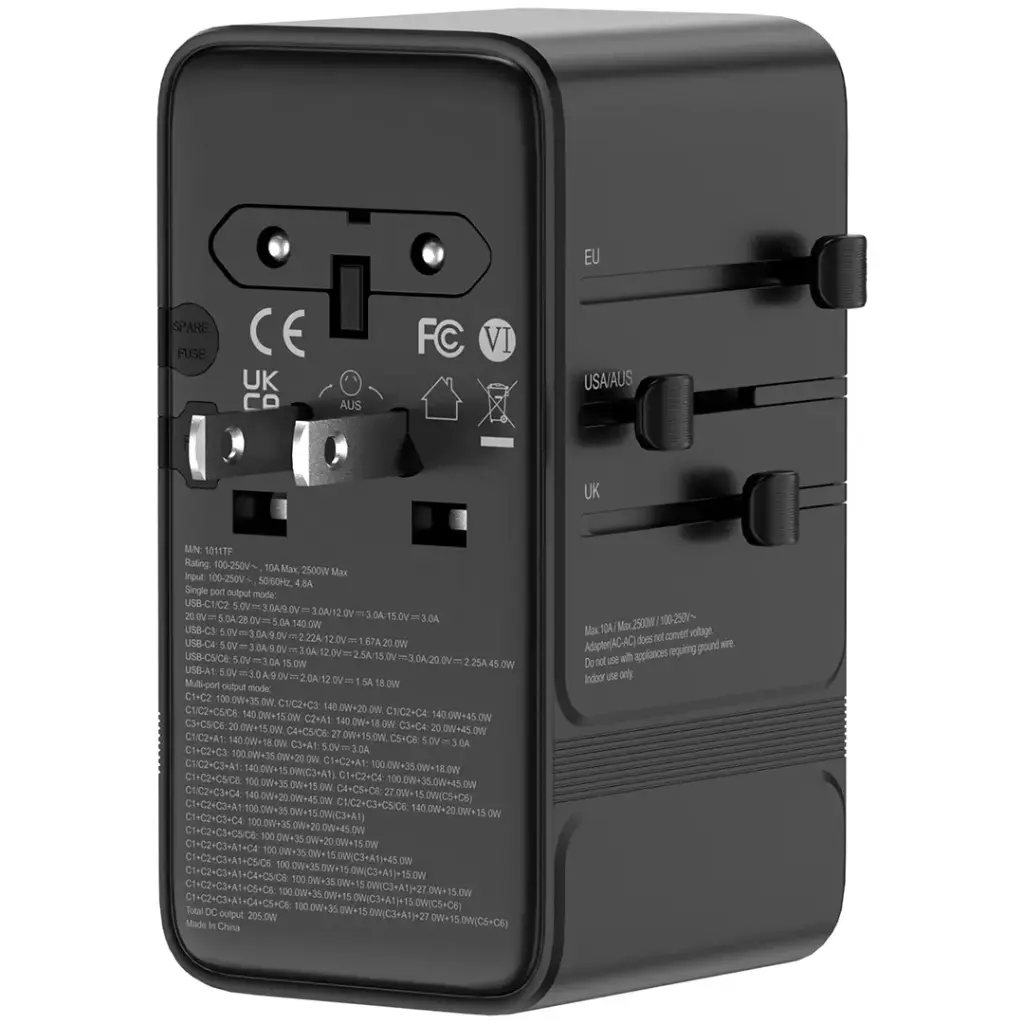 Powerology Spetrova GaN Multi-Port Universal Adapter - Black4.webp