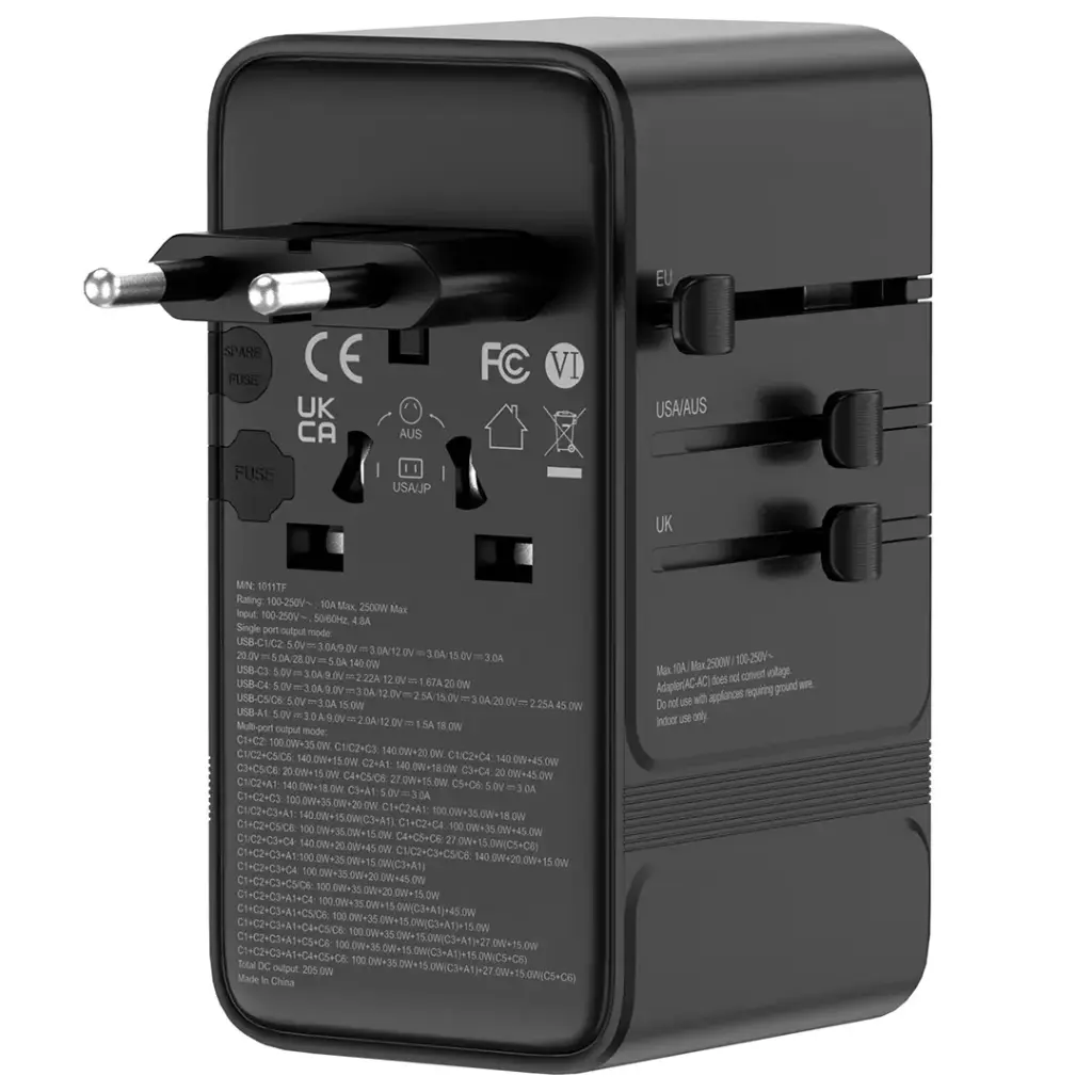 Powerology Spetrova GaN Multi-Port Universal Adapter - Black6.webp