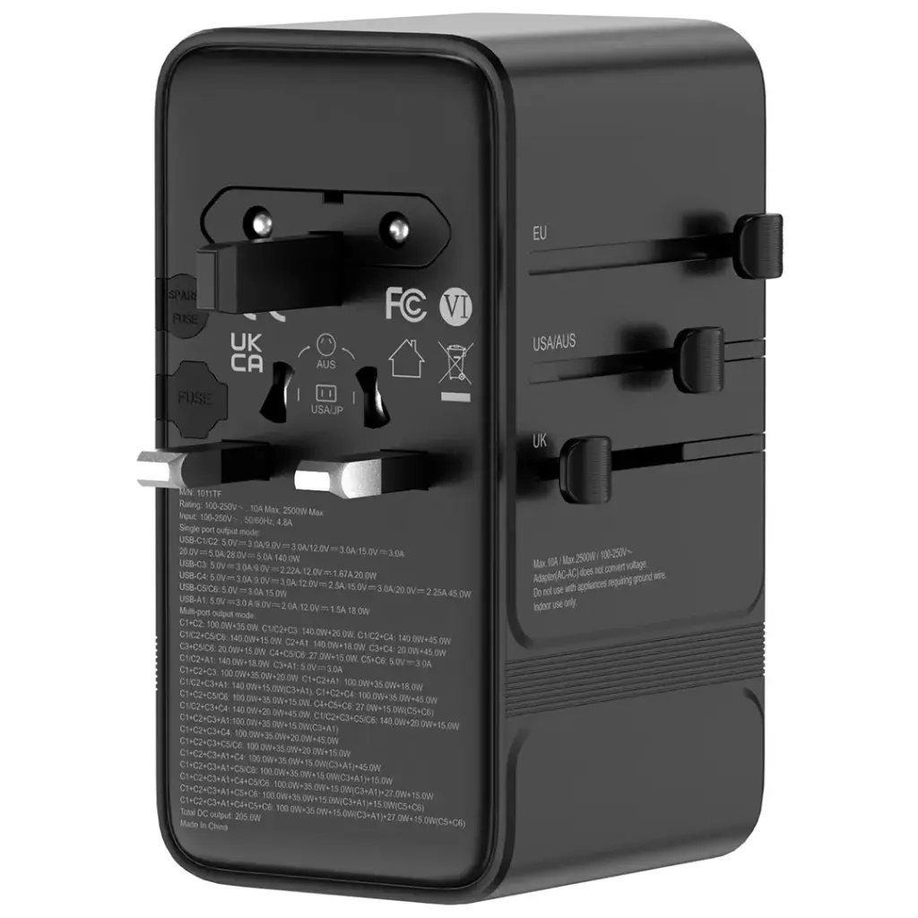 Powerology Spetrova GaN Multi-Port Universal Adapter - Black5.webp