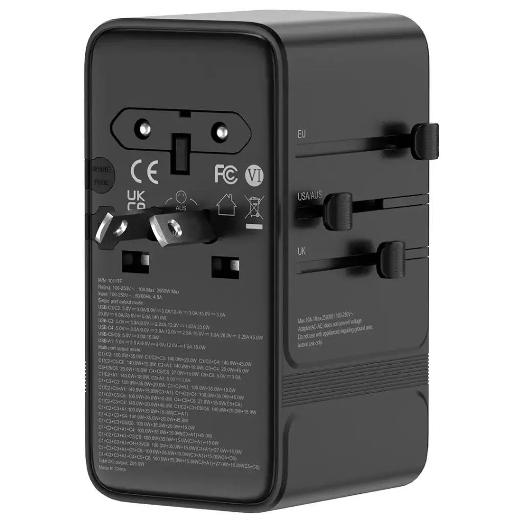 Powerology Spetrova GaN Multi-Port Universal Adapter - Black7.webp