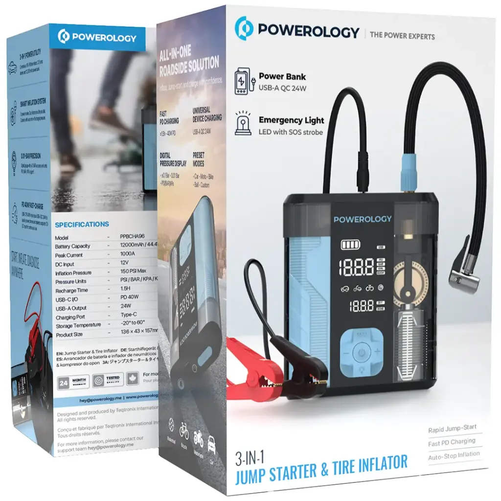 Powerology 3-In-1 Jump Starter & Tire Inflator.webp