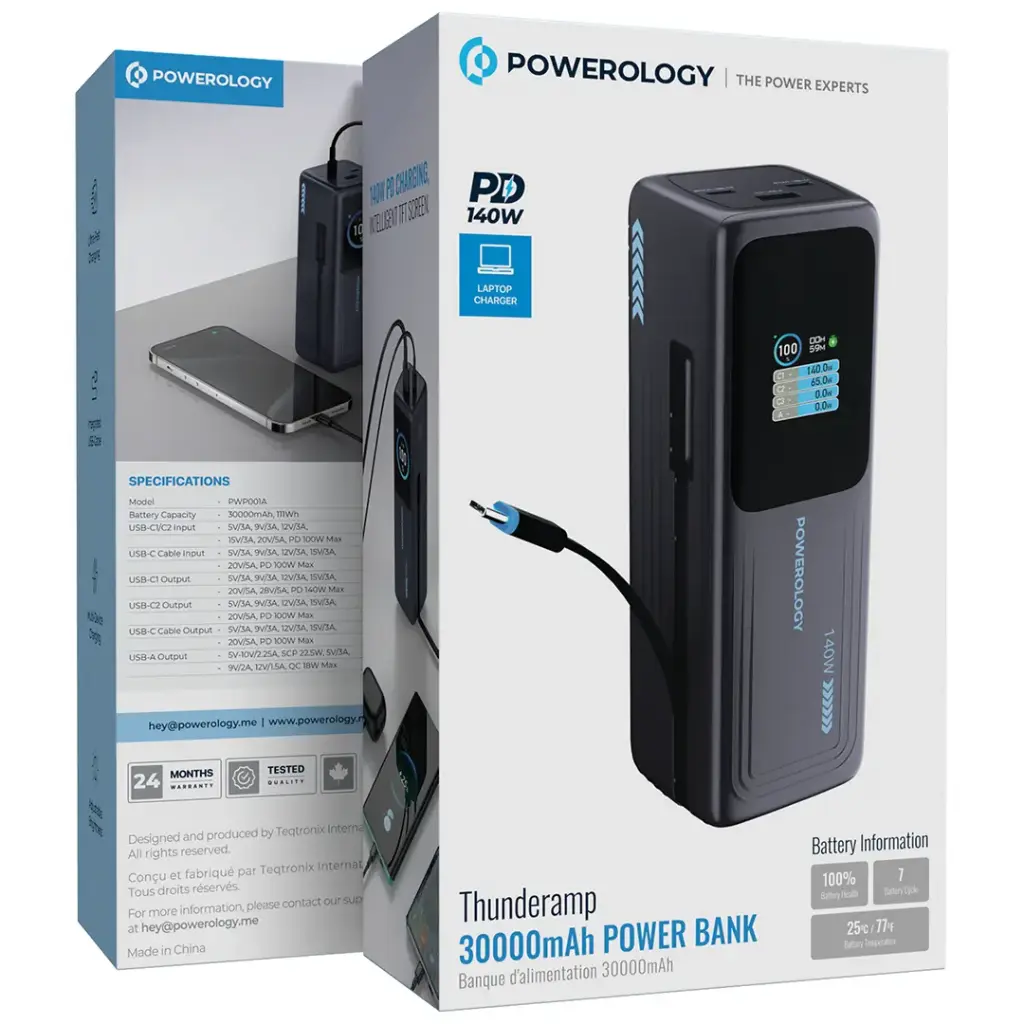 Powerology Thunderamp 30000mAh Power Bank - Gray.webp