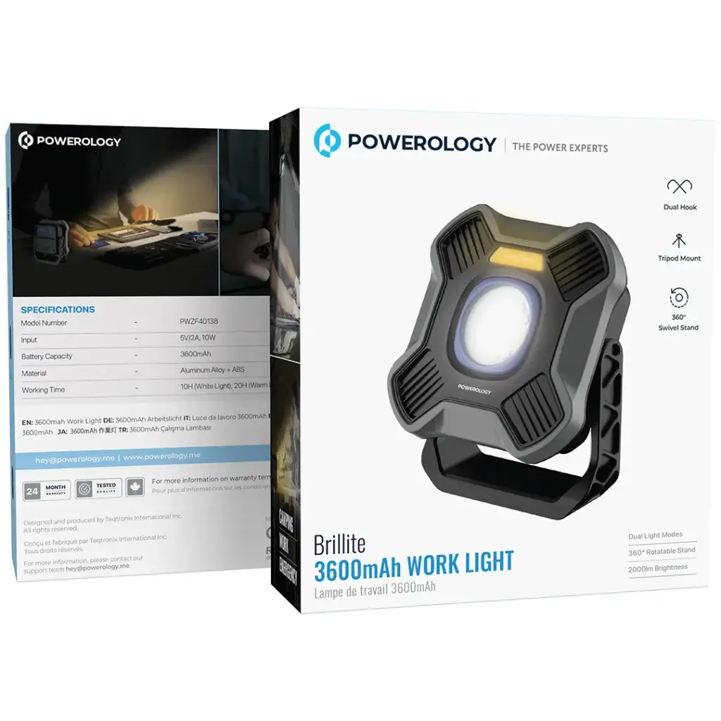 Powerology Brillite 3600mAh Work Light - Black.webp