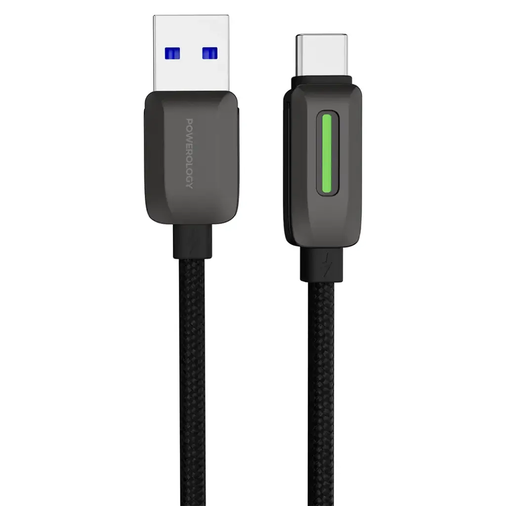 Powerology 12W Braided USB-A to USB-C Cable - Black3.webp