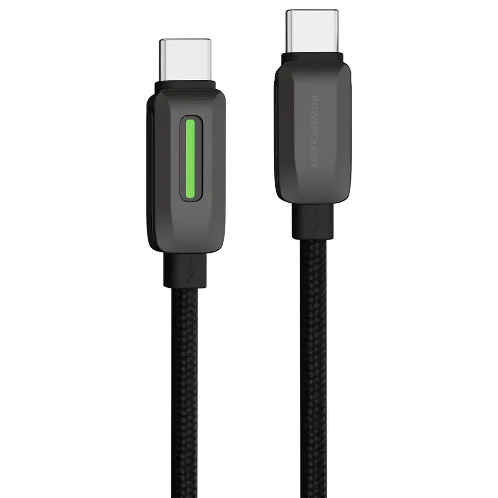 Powerology 60W Braided USB-C to USB-C Cable - Black2.webp
