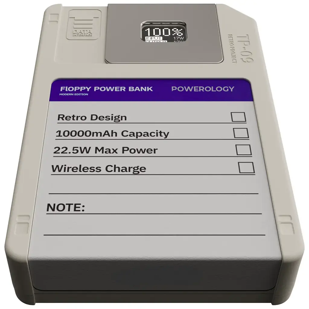 Powerology Floppydisk Retro 10000mAh MagSafe Power bank - White8.webp