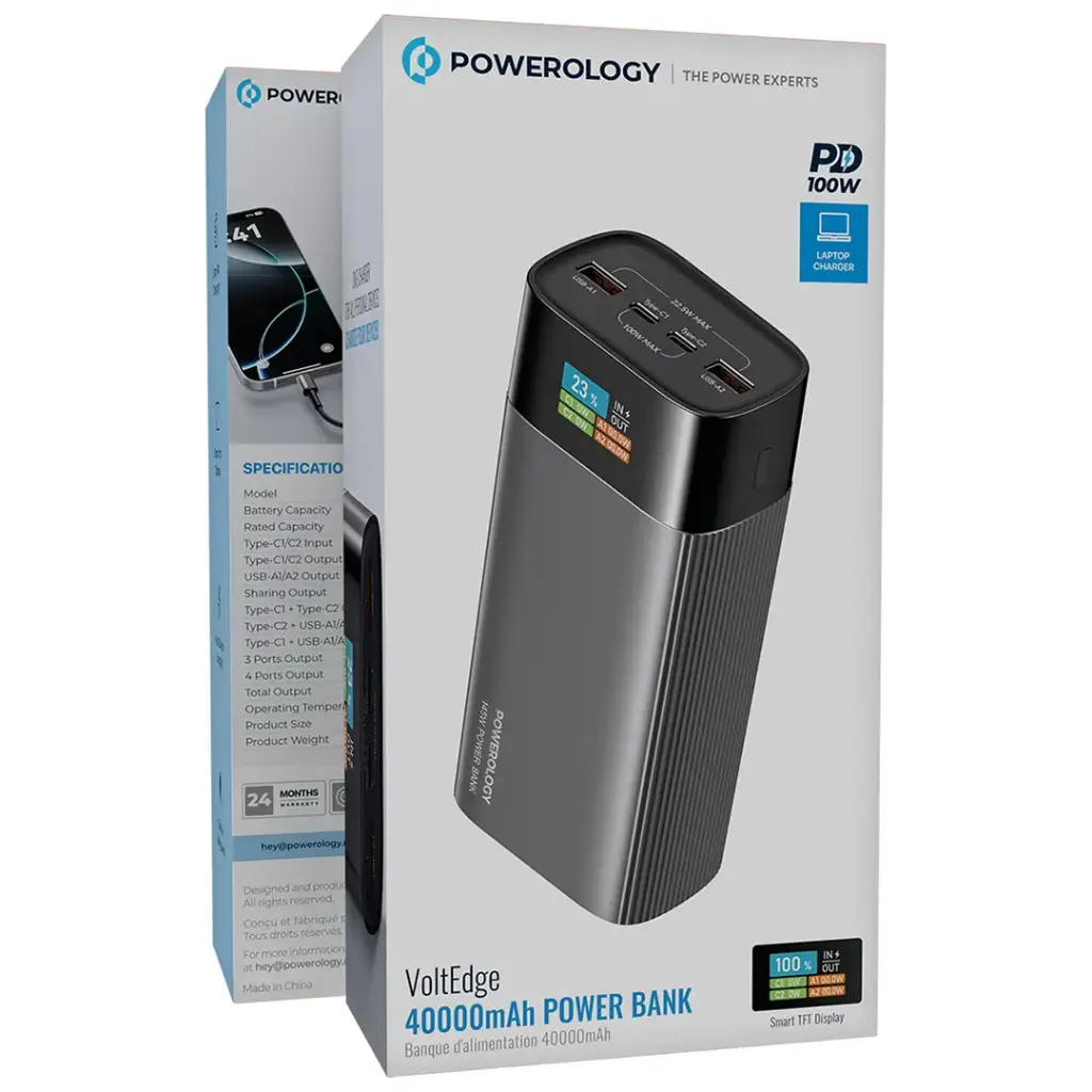 Powerology VoltEdge 40000mAh Power Bank - Gray3.webp