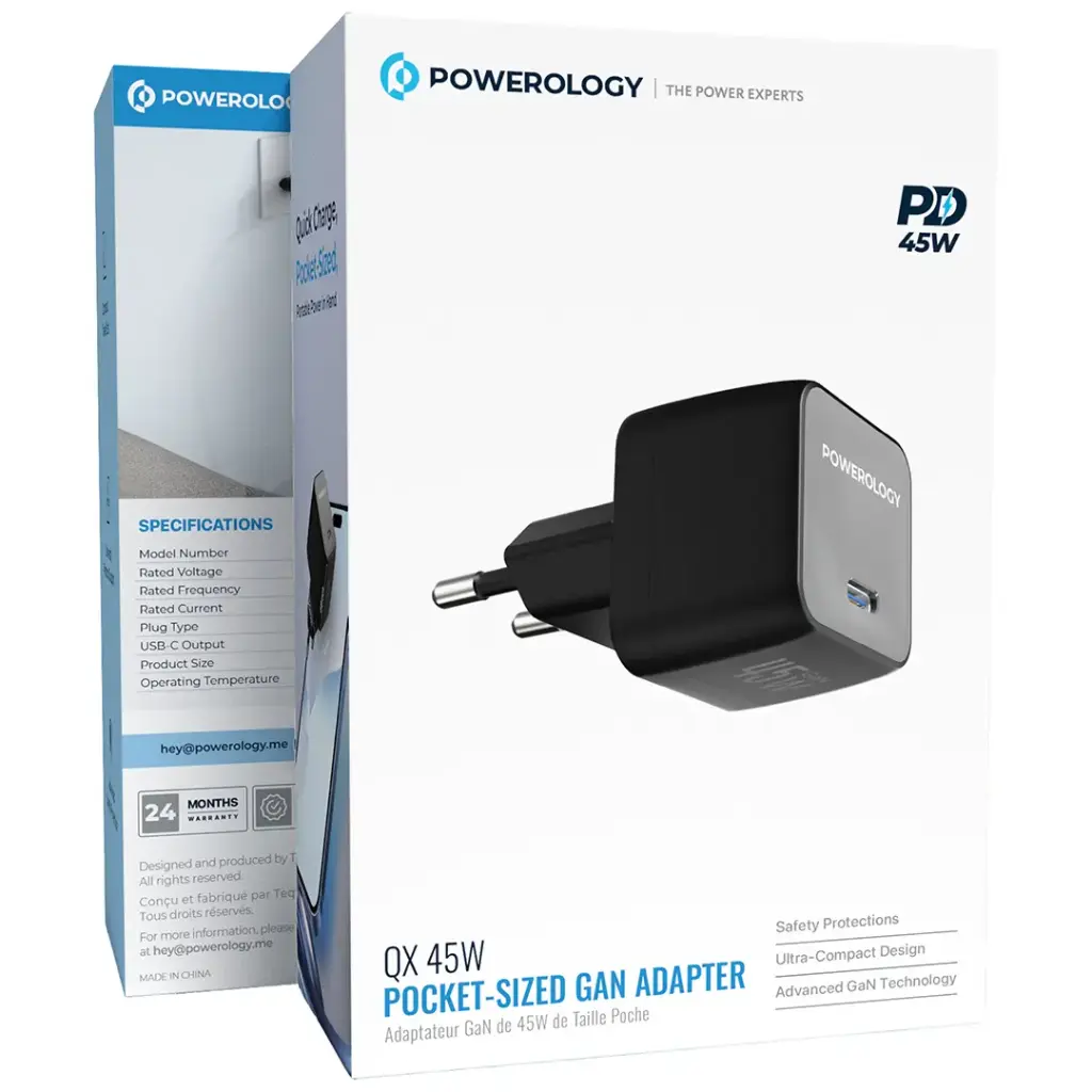 Powerology QX 45W Pocket-Sized GaN Adapter - Black4.webp