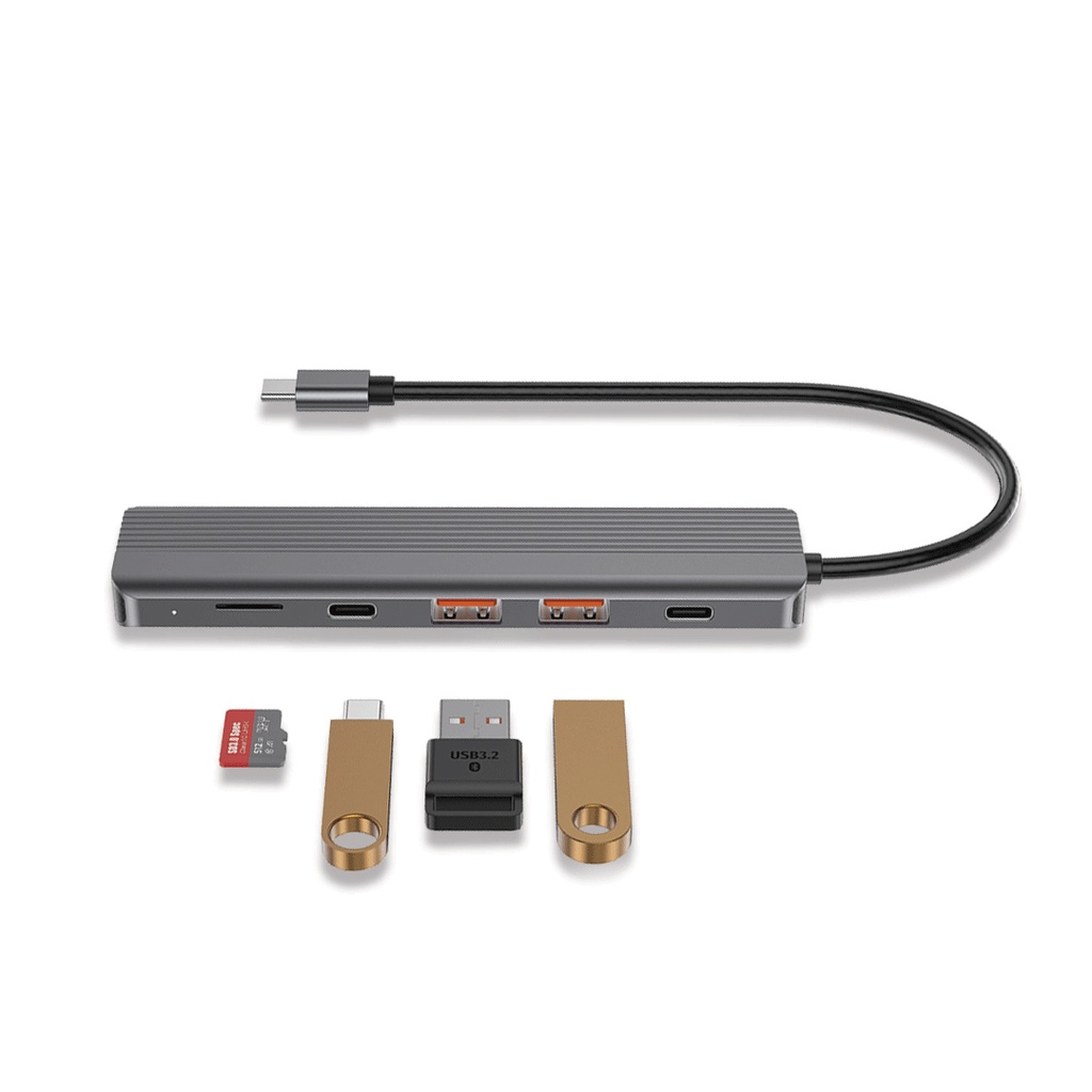 Powerology 6-in-1 Slim 4K HDMI USB-C Hub