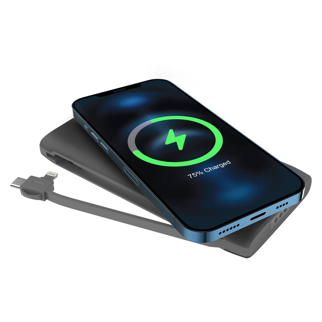 Powerology Power Banks 4 In 1 Power Bank Station Lightning And Type-C Built-In Cable Black [PPBCHA1041-BK]