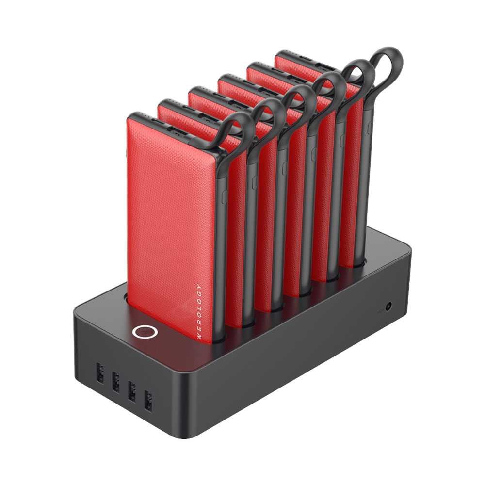 Powerology Power Banks 6 in 1 Power Bank Station From The Right View Red [PPBCHA01-RD]